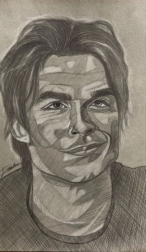 #hatching #sketch of ian somerhalder Damon Salvatore Sketch, Ian Somerhalder Drawings, Hatching Sketch, Beauty Art Drawings, Kpop Drawings, Drawing Stuff, Sign Ideas, Ian Somerhalder, Bohemian Rhapsody