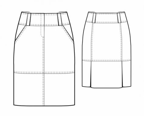 Skirt With Yoke - Sewing Pattern #5736. Made-to-measure sewing pattern from Lekala with free online download. Skirt With Yoke, A Line Skirt Pattern, Coat Pattern Sewing, Flat Sketches, Jacket Pattern Sewing, Skirt Patterns Sewing, Flats Patterns, Womens Sewing Patterns, Sewing Skirts