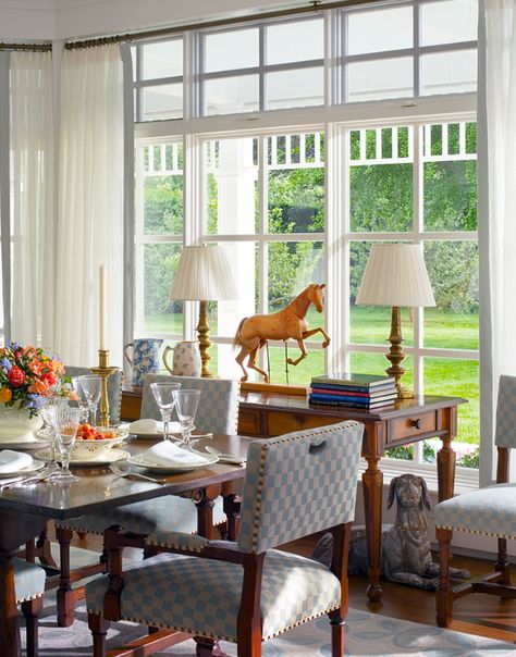 Buffet In Front Of Window, Table In Front Of Window, Window Dining Room, Cozy Kitchen Nook, Color Outside The Lines, Home Bunch, Country Dining, Brass Candlesticks, Country Home