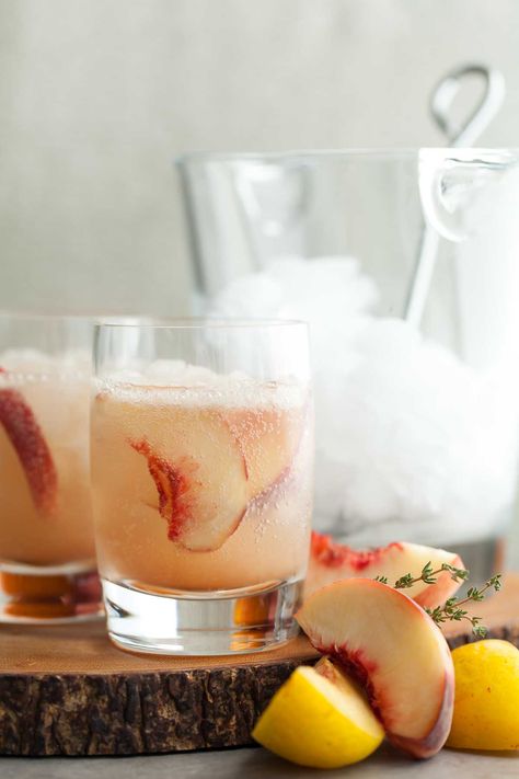 This sweet/tart stone fruit and thyme shrub makes a refreshing all natural soda. Peach Shrub, Natural Soda, Fruit Shrub, Fresh Mint Tea, Homemade Soda, Frozen Hot Chocolate, Lime Salt, Watermelon Mint, Sweet Tart