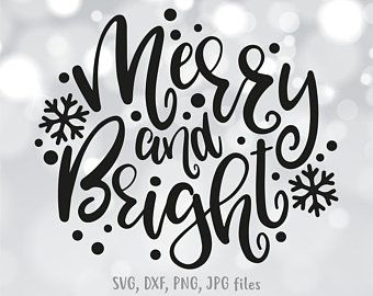 Merry And Bright Svg, Christmas Svgs, Snowflake Svg, Cnc Ideas, Winter Signs, Christmas Cut Files, Etsy Ideas, Winter Svg, Christmas Fonts