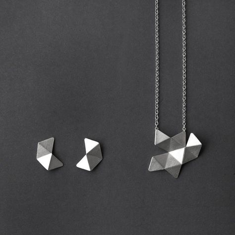 Unique Antique Engagement Rings, Geometric Silver Jewellery, Hexagon Pendant, Contemporary Handmade Jewelry, Hexagon Earrings, Silver Necklace Simple, Geometric Pendant Necklace, Cheap Silver Rings, Silver Jewelry Set