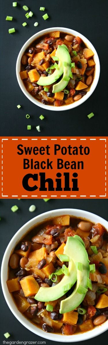 My favorite chili!! EASY Sweet Potato Black Bean Chili spiked with cumin and smoked paprika. So comforting and healthy! (vegan, gluten-free) Chili With Quinoa, Cheapest Meals, Black Bean Chili Recipe, Sweet Potato Black Bean Chili, Chili Recipe With Black Beans, Potato Chili, Sweet Potato Black Bean, Quinoa Chili, Easy Sweet Potato