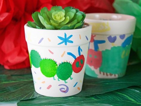 The Very Hungry Caterpillar™ DIY Flower Pots | Fun365 Hungry Caterpillar Party, Spring Craft, Diy Flower Pots, Diy Projects For Kids, Creative Arts And Crafts, Very Hungry Caterpillar, Very Hungry, Kids' Crafts