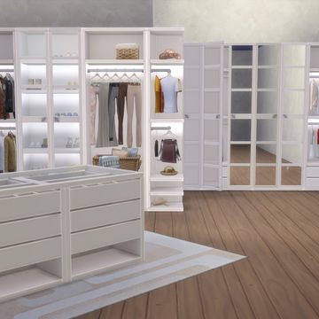 Eliza Walk In Closet | Taurus Design en Patreon Sims Dressing Room, Sims 4 Cc Walk In Wardrobe, Sims 4 Walk In Closet Cc, Sims 4 Cc Walk In Closet, Sims 4 Walk In Closet, Sims 4 Wardrobe Cc, Sims 4 Wardrobe, Sims 4 Closet Cc, Bathroom Walk In Closet