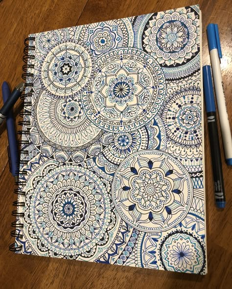 Original shades of blue mandala by ALD Blue Mandala Art, Mandela Art, Blue Mandala, Pen Art Drawings, Mandala Design Pattern, Mandala Artwork, Mandala Design Art, Doodle Art Designs, Mandala Painting