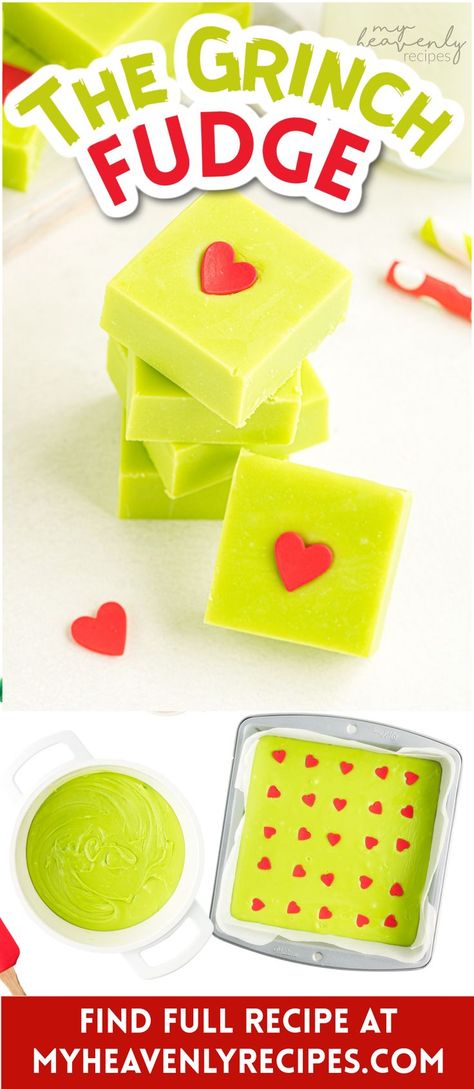 grinch fudge Grinch Fudge Easy, Whoville Food Ideas, Grinch Fudge Recipe, Grinch Deserts, Grinch Themed Desserts, Whoville Food, Grinch Snacks For Kids, Grinch Breakfast Ideas, Grinchmas Food