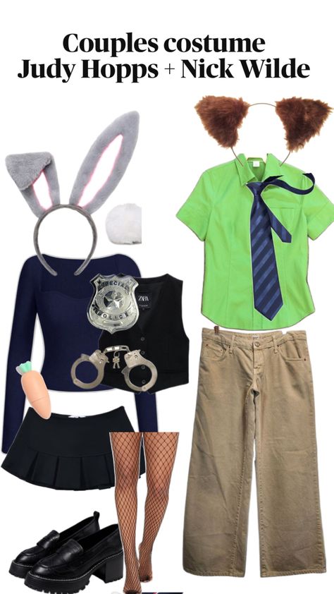 bunny, fox, judy hopps, nick wilde, halloween costume, halloween, dress up, party Nick Wilde Halloween Costume, Judy Hops Costume, Nick Wilde Costume, Judy Hopps Costume, Judy Hopps And Nick Wilde, Cute Couples Costumes, Fox Costume, Duo Costumes