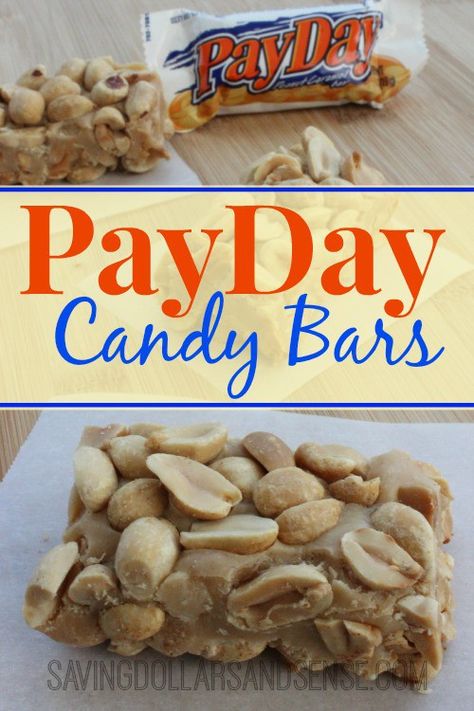 PayDay Candy Bars Homemade Payday Bars Recipe, Payday Bars Recipe, Homemade Payday, Payday Bars, Payday Candy, Payday Candy Bar, Cashew Brittle, Candy Bar Recipe, Pay Day