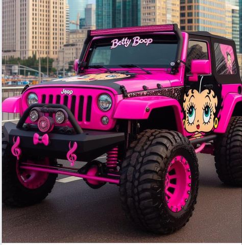 Pink Lifted Trucks, Pretty Trucks, Pink Jeep Wrangler, Jeep Design, Jeep Wrangler Parts, Pink Cars, Custom Vehicles, Car Paint Jobs, Green Jeep