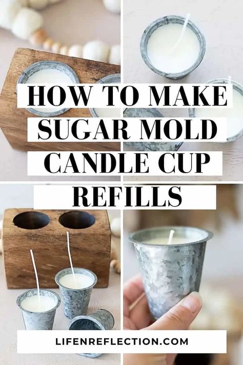 How to Make Sugar Mold Candles to Refill Inserts Sugar Molds Decor, Diy Candles At Home, Diy Taper Candles, Candle Diy Projects, Sugar Mold Candle Holder, Mold Candles, Diy Food Candles, Candle Making Tutorial, Homemade Gifts For Friends