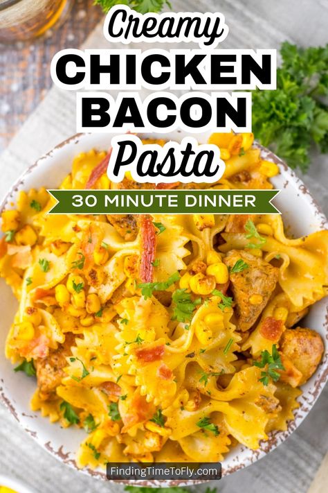 Creamy Chicken and Bacon Pasta: Your New Favorite Comfort Food Creamy Chicken And Bacon Pasta, Creamy Chicken And Bacon, Chicken And Bacon Pasta, Chicken Bacon Pasta, Chicken And Bacon, Easy Corn, Corn Pasta, Corn Chicken, Chicken Chunks