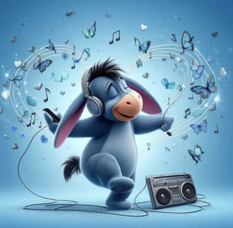 Dancing Cartoon Characters, Eeyore Images, Eeyore Tattoo, Eeyore Quotes, Eeyore Pictures, Animated Clipart, Disney Best Friends, Dancing Animals, Winnie The Pooh Pictures