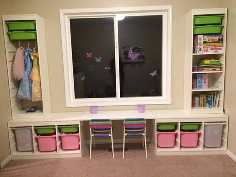 Twins Playroom Ideas, Kids Bedroom And Playroom Combo, Conservatory Playroom Ideas, Playroom And Office Combo, Playroom Guest Room Combo Ideas, Playroom Guest Room Combo, Trofast Playroom, Storage Cupboard Ideas, Playroom Desk