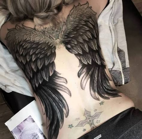 Tattoo design ideas for women wings on the back  #back #tattoos #design #ideas #men #women Angel Wings Tattoo On Back, Wing Tattoos On Back, Tattoo Son, Wing Tattoo Designs, Full Back Tattoos, Angel Wings Tattoo, Wing Tattoo, Angel Tattoo Designs, Trendy Tattoo