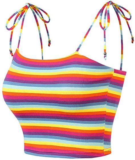 Rainbow Crop Top, Beach Crop Tops, Crop Cami Top, Spaghetti Strap Crop Top, Women's Tie, Tube Tops, Summer Crop Tops, Womens Cami, Cropped Cami