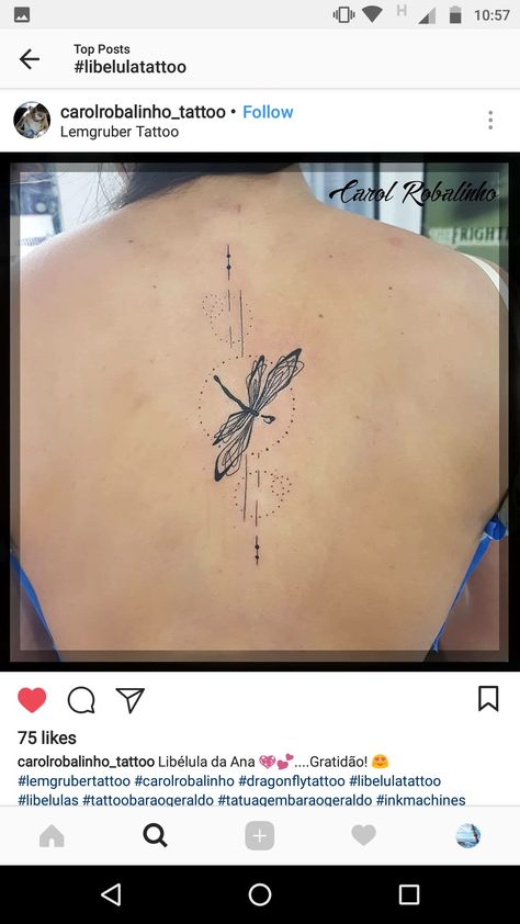 Dragonfly Tattoo On Back Of Neck, Side View Dragonfly Tattoo, Geometric Tattoo Shoulder, Dragonfly Tattoo Design, Dragonfly Tattoo, Spine Tattoo, Spine Tattoos, Back Tattoos, Body Mods