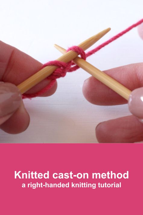 Knitted cast-on method - a right-handed knitting tutorial Knooking Tutorial, Provisional Cast On Knitting Tutorials, Knitting Cast On Video, Knitting Cast On Methods Tutorials, How To Cast Off In Knitting Videos, Knitting Cast On Methods, Knit Cast On Methods, Left Handed Crochet, Cast On Knitting