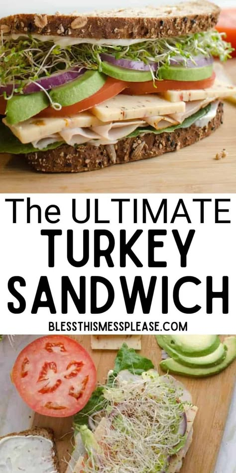 Here's a simple but amazingly tasty recipe for a turkey sandwich you can make quickly. Made with avocados, tomatoes, cheddar and more, for an easy lunch. #turkeysandwich #easylunch #homemadesandwich Turkey Sandwhich Ideas, Best Turkey Sandwiches Ever, Cold Sandwich Recipes Healthy, Healthy Crossiant Sandwich, Turkey Cucumber Sandwich, Simple Turkey Sandwich, Turkey Sandwich Ideas Cold, Healthy Turkey Sandwich Recipes, Best Turkey Sandwich Recipes