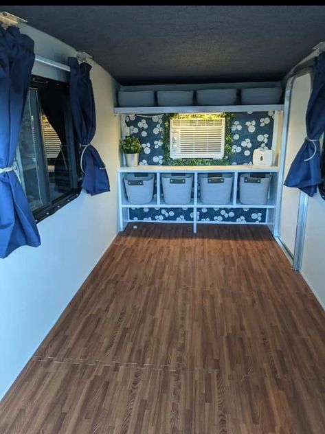 Camper Layout, Runaway Camper, Diy Camper Trailer, Black Floating Shelves, Camper Ideas, Camp Ideas, Diy Camper, Camper Trailer, Camper Trailers