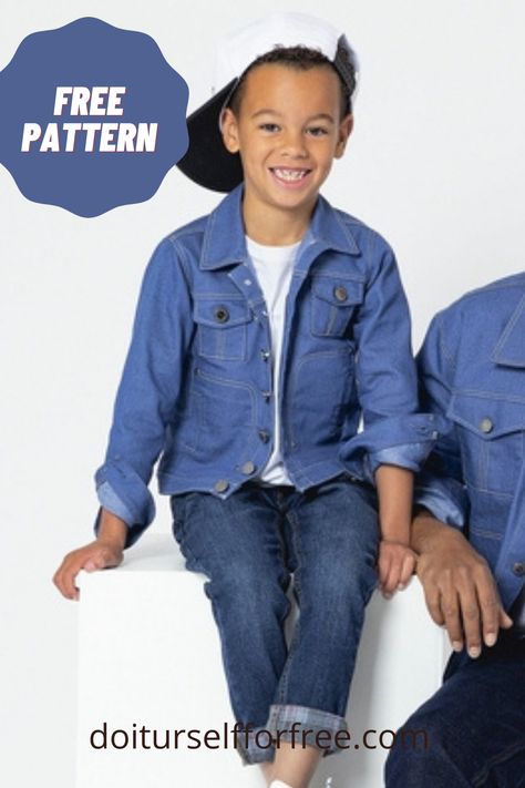 Denim Jacket Sewing Pattern, Boys Sewing Patterns Free, Long Sleeve Shirt Pattern, Pants Patterns, Boys Denim Jacket, Boys Sewing Patterns, Kids Jeans Jacket, Sewing Coat, Home Ware