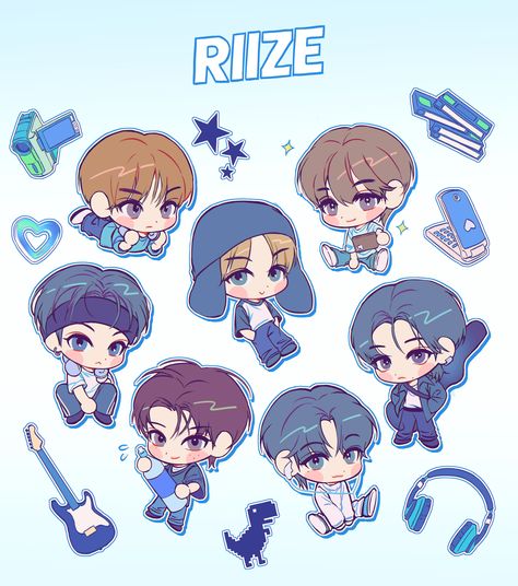 Riize Sticker, Riize Fanart, Sticker Reference, Fanart Sticker, Kpop Sticker, Stickers Kpop, Crazy Boyfriend, Kpop Stickers, Animation Wallpaper