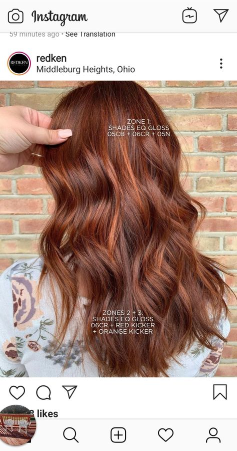 Dark Ginger Hair Formula, Auburn Hair Color Redken Formula, Dark Auburn Hair Shades Eq, Cinnamon And Copper Hair Color, Copper Red Formula Redken, Creamy Copper Hair, Cinnamon Brown Hair Formula, Auburn Hair Redken Formula, Redken Shades Eq Auburn Formula