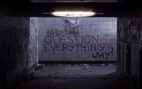 ~ Question everything! ~ Why? #graffiti Why Questions, Smosh, Question Everything, Visual Statements, Comedy Central, Abandoned Buildings, 인물 사진, Dean Winchester, American Horror Story