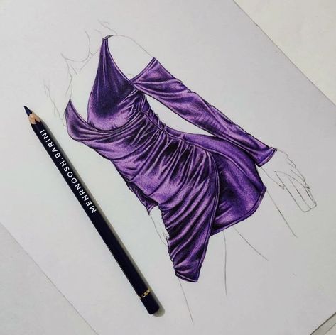 Silk Rendering Illustration, Velvet Drawing, Fabric Rendering, Fashion Designing Course, Fashion Illustration Poses, Fashion Illustration Tutorial, Fashion Illustration Collage, Textures Fashion, Fashion Figure Drawing