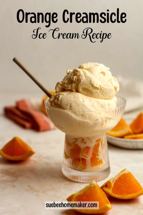 This Orange Creamsicle Ice Cream Recipe is a delicious and nostalgic treat that combines a sweet cream base with an orange flavor. Fresh orange juice and zest add just the right amount of citrus to make this taste like the treat we grew up with! Orange Creamsicle Ninja Creami Recipe, Homemade Orange Creamsicle, Ninja Creami Orange Creamsicle, Orange Creamsicle Ice Cream, Orange Gelato, Orange Creamsicle Ice Cream Recipe, Orange Creamsicle Protein Ice Cream, Creamsicle Ice Cream Recipe, Kitchen Aid Ice Cream