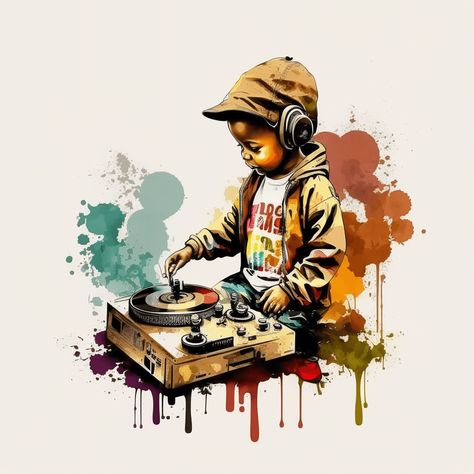 Little boy playing with dj turntable - NFT-Art Dj Artwork, Dj Turntable, Dynamic Lighting, Dj Art, Rapper Art, Dj Images, Music Artwork, Hustle Hard, Dope Art