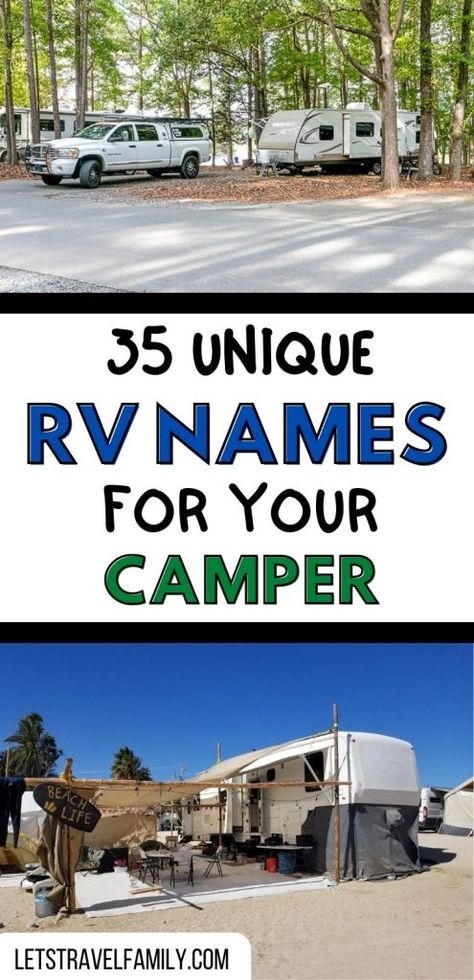 Camper Names Ideas, Rv Quotes Rv Life, Camp Names Ideas, Camper Organization Rv Living, Hippie Camper, Beach Camper, 5th Wheel Camper, Cool Rvs, Small Rv