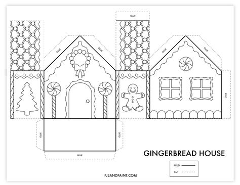 gingerbread house printable Gingerbread House Template Easy, Gingerbread House Printable Template, Gingerbread Paper House, Paper Houses Template, Cardboard Gingerbread House Diy Template, Build Your Own Gingerbread House, Gingerbread House Patterns Templates Free Printable, Painting Gingerbread Houses, Ginger Bread House Template