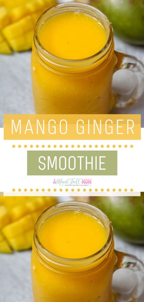 Mango Ginger Smoothie is a family-friendly healthy recipe you can have for breakfast! Start your day with a refreshing dairy-free smoothie. This quick and easy healthy meal is made with frozen mango and fresh ginger. Save this and try it! Mango Ginger Smoothie, Ginger Smoothie Recipes, Easy Winter Recipes, Smoothie Benefits, Banana Apple Smoothie, Dairy Free Smoothies, Frozen Mango, Lactose Free Diet, Ginger Smoothie