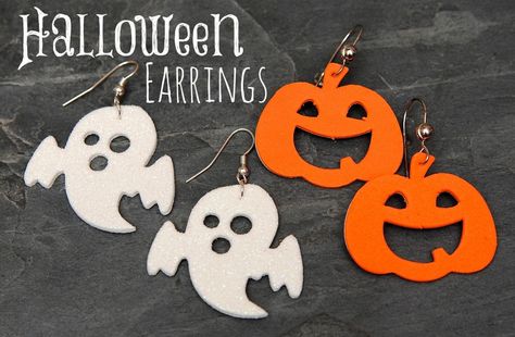 craft: Halloween Foam Earrings || Happy Go Lucky Foam Earrings, Halloween Jewelry Diy, Red Earrings Stud, Diy Leather Earrings, Adornos Halloween, Foam Shapes, Easy Halloween Crafts, Quick Crafts, Fall Earrings