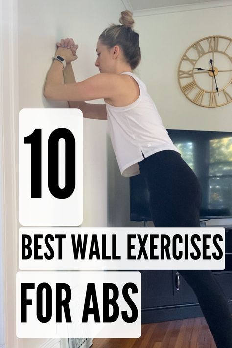 Perfect beginner workout for strong and stable abs. Wall exercises that can be done at home. Click through to get all 10 wall ab exercises to tone your stomach Ab Workouts At Home Beginner, Lower Ab Workout For Women Pooch, Abdominal Exercises For Beginners, At Home Exercises For Belly, Exercise With Wall, Workout For Stomach Pooch, Exercises To Flatten Your Stomach, Ab Wall Pilates Workout, Easy Abs Exercise