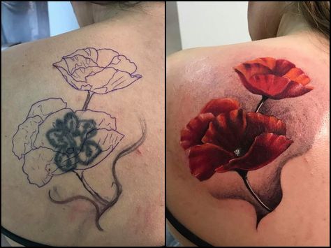 Poppy Tattoo Cover Up, Cover Tattoo Before And After, Fat Monkey, Cover Up Tattoos Before And After, Go Tattoo, Poppy Tattoo, Coverup Tattoo, Blackout Tattoo, Dot Tattoos