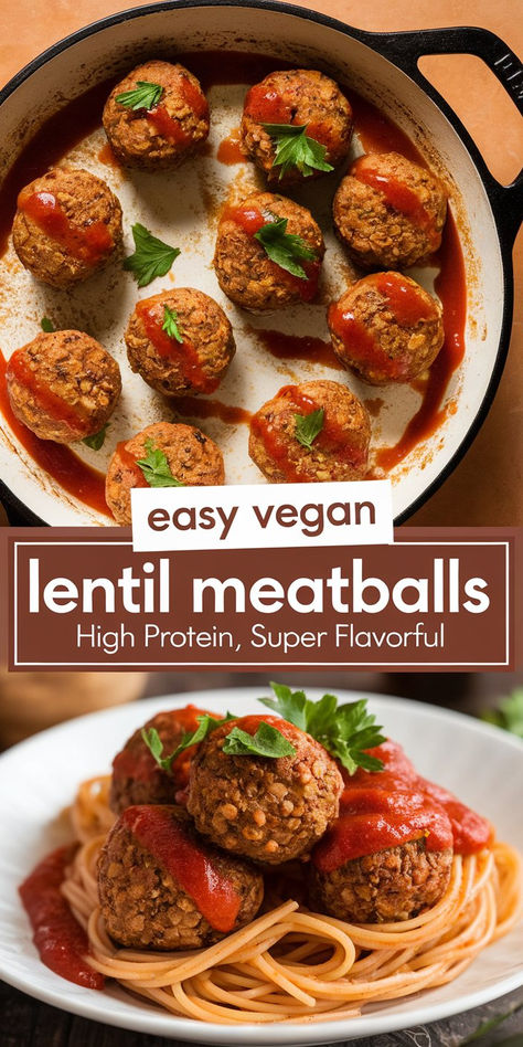 These Easy Vegan Lentil Meatballs are the ultimate high-protein plant-based recipe! Perfect for meal prep, dinner, or a snack, they’re packed with flavor and super satisfying. #VeganMeatballs #HighProtein #EasyVeganRecipes High Protein Vegan Meatballs, Lentil Meatballs Easy, What To Do With Cooked Lentils, Lean Vegetarian Meals, Lentil Recipes For Kids, Easy High Protein Gluten Free Meals, High Protein Meatless Dinner Ideas, High Protein High Fiber Vegetarian Meals, Vegetarian Macro Meals