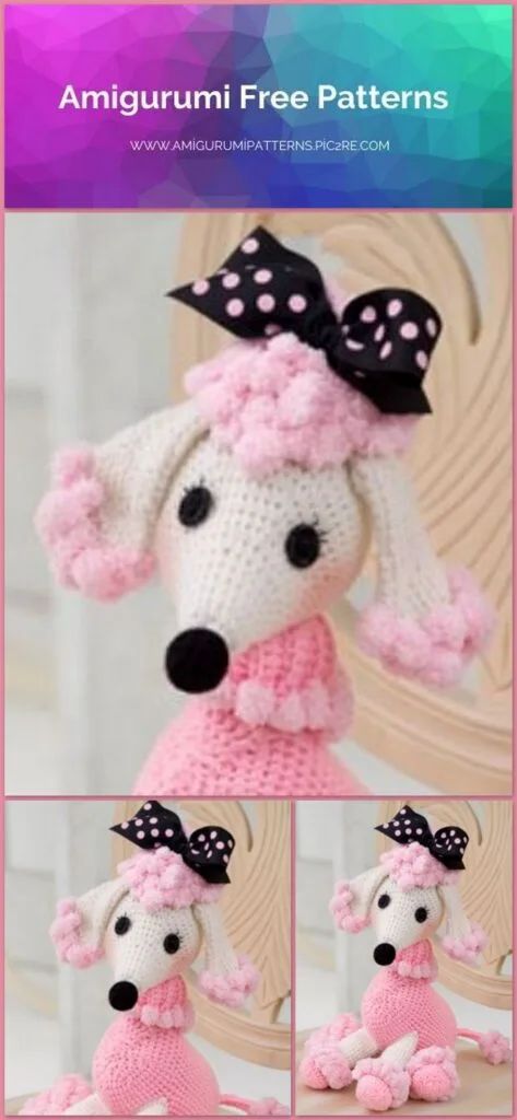 Amigurumi Crochet Pomp Poddle Free Pattern – Free Amigurumi Crochet Crochet Poodle Pattern, Crochet Poodle, Poodle Pattern, Pattern Free Amigurumi, Poddle, Blush On Cheeks, Strong Hand, Weaving Yarn, Pink Poodle