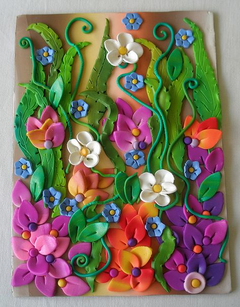 Flame flowers by klio1961, via Flickr Clay Wall Art, Play Clay, Clay Wall, Fimo Clay, Clay Design, Polymer Clay Flowers, Clay Flowers, Diy Clay Crafts, Polymer Clay Projects