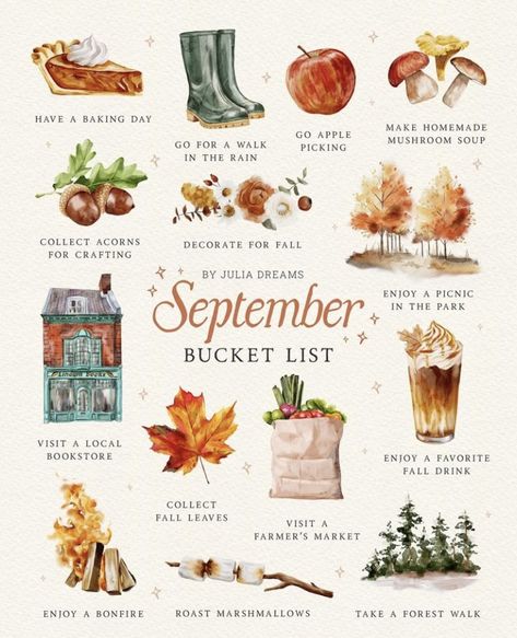 October Bucket List, Cottagecore Things, Homemade Bouquet, Make A Bird Feeder, Seasonal Treats, Fall Bucket List, Fall Drinks, Picnic In The Park, Autumn Wreaths