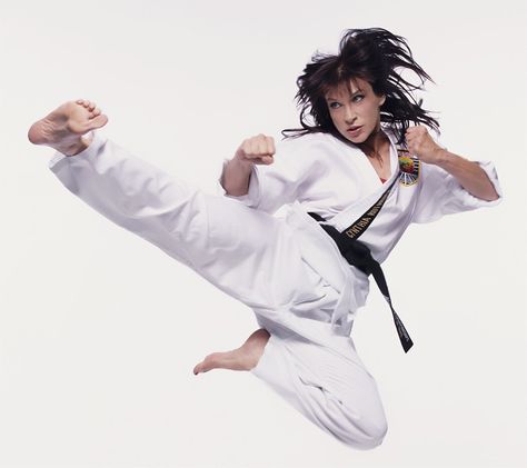 Flying Kick Pose, Kick Pose, Cynthia Rothrock, Flying Kick, Martial Arts Film, Martial Arts Instructor, Female Martial Artists, Martial Arts Movies, Martial Arts Girl