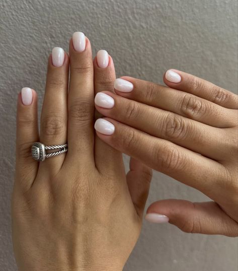 Small Nail Bed Nails, White Squoval Nails, Short Milky White Nails, Squoval Nail Designs, Squoval Nail, Tulip Nails, Fun Nail Colors, Wow Nails, Squoval Nails