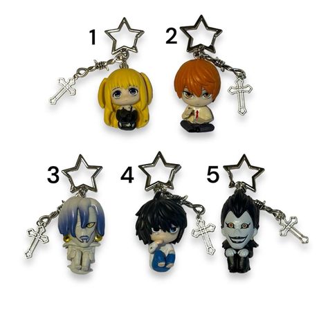 death note keychains - price is firm :p

- handmade by me!
- star clasp, barbed wire & cross charms
- 3 & 5 available. DM TO PICK! :)

#keychain #phonecharm #jewelry #trinkets #anime
Tags: aesthetic cottagecore stars handmade jewelry necklace necklaces small business trinkets gotochi sanrio coquette bow ghibli misa amañe light yagami L ryuk Sanrio Coquette, Aesthetic Cottagecore, Light Yagami, Handmade Jewelry Necklace, Barbed Wire, Coquette Bow, Cross Charms, Phone Charm, Jewelry Necklace