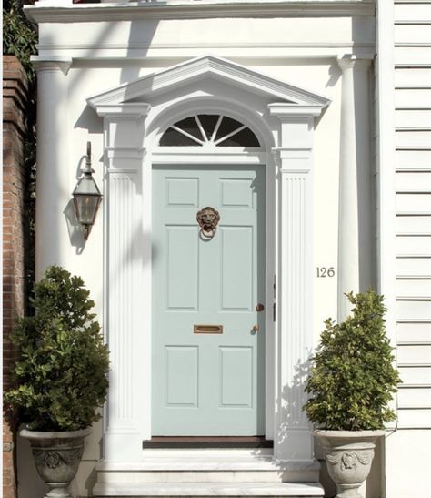 Paladian Blue, Woodlawn Blue Benjamin Moore, Palladian Blue Benjamin Moore, Palladium Blue, Woodlawn Blue, Benjamin Moore Exterior, Palladian Blue, Blue Front Door, Blue Green Paints