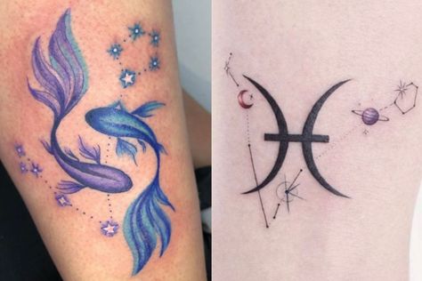 Pisces tattoo Pices Tattoo Man, Pisces Mermaid Tattoo, Pisces Tattoo Designs For Women, Tattoos Astrology, Female Pisces, Pisces Tattoo Ideas, Zodiac Tattoos Pisces, Tattoo Pisces, Pisces Fish Tattoos