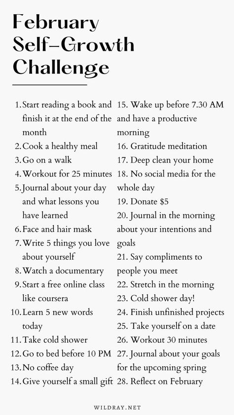 February self-growth, self-care, self-love and personal development challenge. Become better version of yourself, become that girl. Things I Can Do To Improve My Life, Challenges Self Improvement, 2024 Self Development, How To Start Positive Thinking, How To Become A Better Person Mentally, How To Have A Good Mentality, 6 Months Growth Challenge, Rainy Outfit Ideas Spring, Work On Yourself For 6 Months Challenge