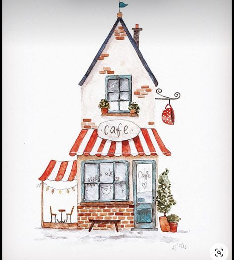 Watercolor House Painting, Whimsical Art Paintings, Watercolor Architecture, Architecture Drawing Art, House Illustration, Watercolor Painting Techniques, Watercolor Art Lessons, House Drawing, Arte Sketchbook