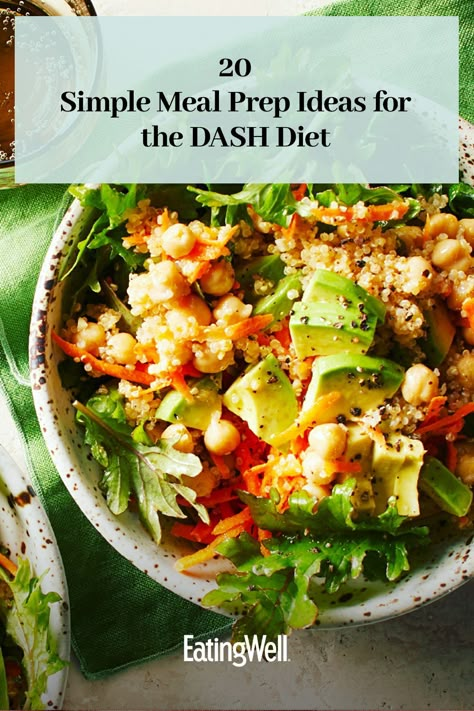 In only 20 minutes or less, you can prep meals that are well-suited for the DASH diet.These simple meal prep ideas include breakfasts, lunches, dinners and snacks, so you can have something ready for whenever hunger strikes. Recipes like our Chipotle-Lime Cauliflower Taco Bowls and Blueberry-Banana Overnight Oats are nutritious options that you will be thanking yourself for making ahead. Healthy Dash Diet Recipes, Meal Prep Dash Diet, Dash Dinner Ideas, Dash Diet Overnight Oats, Dash Diet Recipes For Lunch, Dash Diet Meal Plan For Beginners, Easy Dash Diet Dinners, Dash Diet Meal Plan Phase 1 Healthy Recipes, Easy Dash Diet Lunches