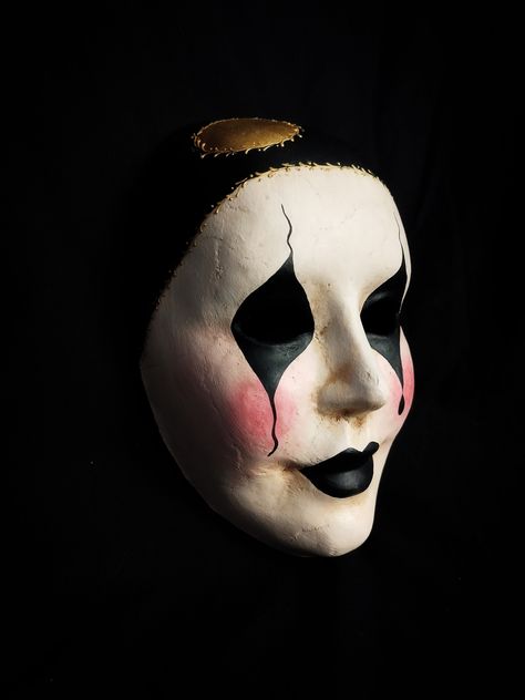 Pierrot Mask Venetian Mask Paper Mache Mask Masquerade Mask - Etsy Mascara Papel Mache, Mask Paper Mache, Harlequin Costume, Mask Venetian, Art Is Therapy, Mask Paper, Paper Mache Mask, Clown Mask, Art Photography Portrait